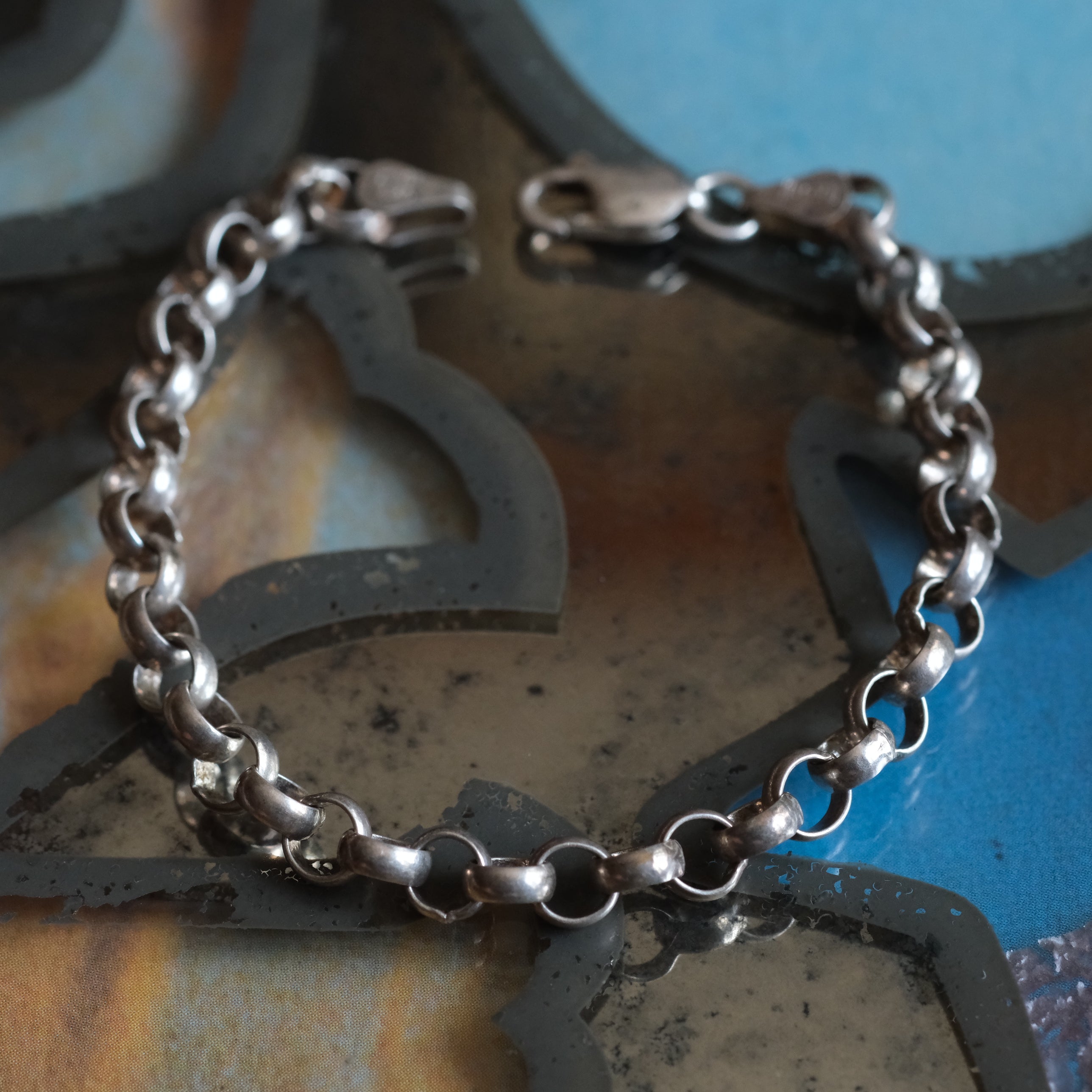 Vintage Sterling Rolo Chain Bracelet 7"