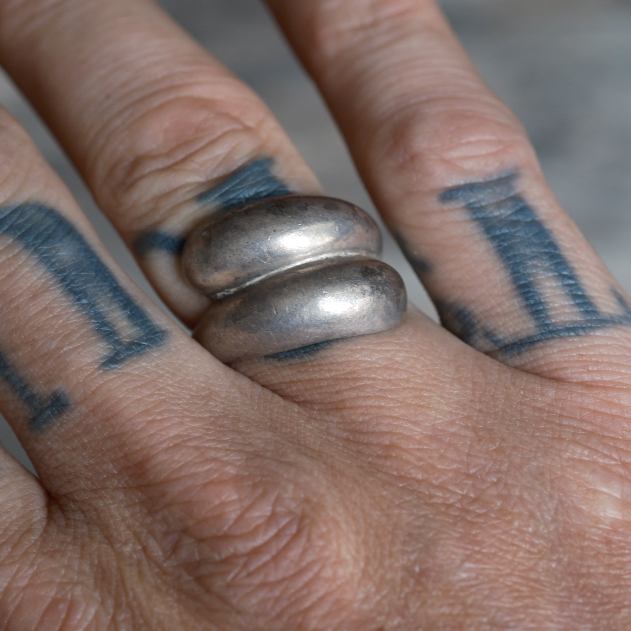 Vintage Sterling Silver Modernist Ring 8.5