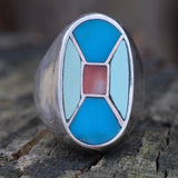 Vintage Sterling Zuni Inlay Ring 9