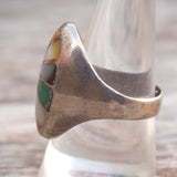 Vintage Sterling Multistone Inlay Ring 9.5