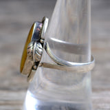 Vintage Sterling Tigers Eye Feather Ring 9