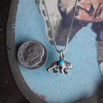 Vintage Sterling Turquoise Bear Necklace