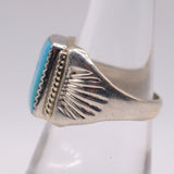 Vintage Sterling Turquoise Stamped Band Ring 8.5