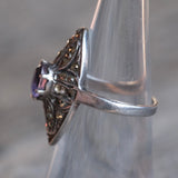 Vintage Sterling Amethyst Marcasite Ring 6