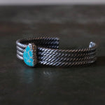 Vintage Sterling Turquoise Roped Cuff