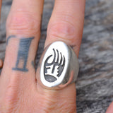 Vintage Sterling Hopi Bear Paw Ring 10.75