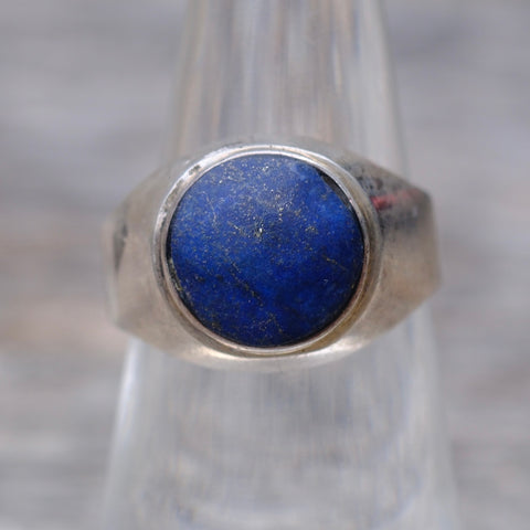 Vintage Sterling Lapis Cabochon Ring 6.75