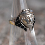 Vintage Sterling Silver Pharoah Poison Ring 5.75