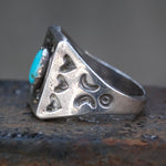Vintage Sterling Turquoise Horseshoe Ring 9.5