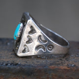 Vintage Sterling Turquoise Horseshoe Ring 9.5