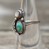 Vintage Sterling Turquoise and MOP Feather Ring 5.25