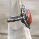 Vintage Sterling Carnelian Cocktail Ring 5.75