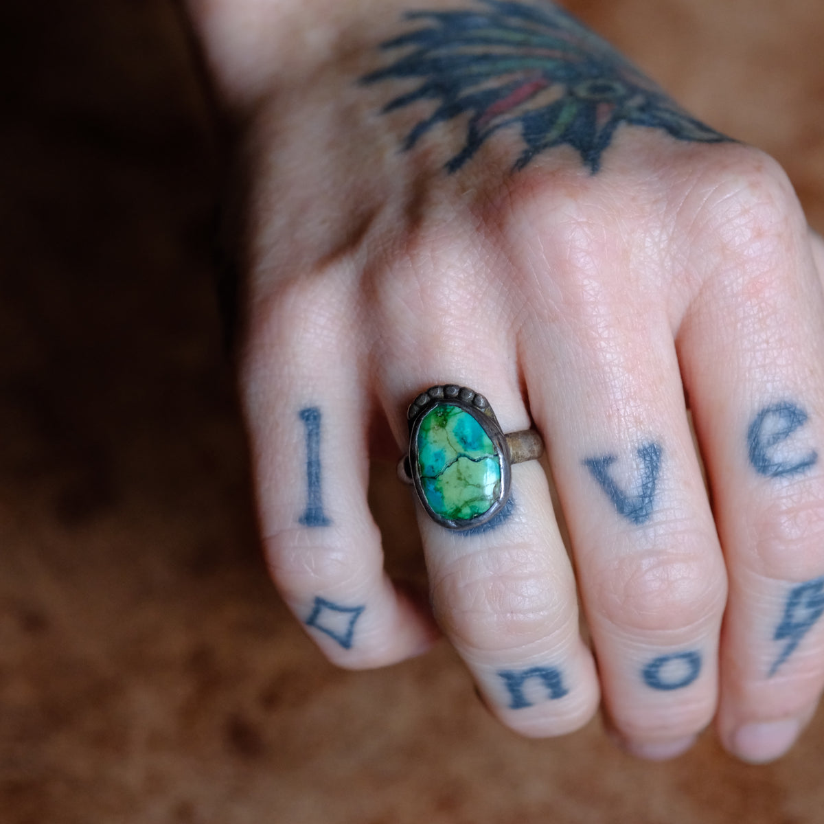 Vintage Sterling Turquoise Ring 4.5