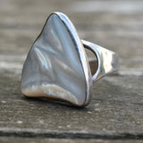 Vintage Sterling Mother Of Pearl Ring 10.75