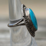 Vintage Sterling Turquoise Roper Ring 5.5