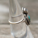 Vintage Sterling Turquoise and MOP Feather Ring 5.25