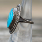 Vintage Sterling Turquoise Roper Ring 5.5