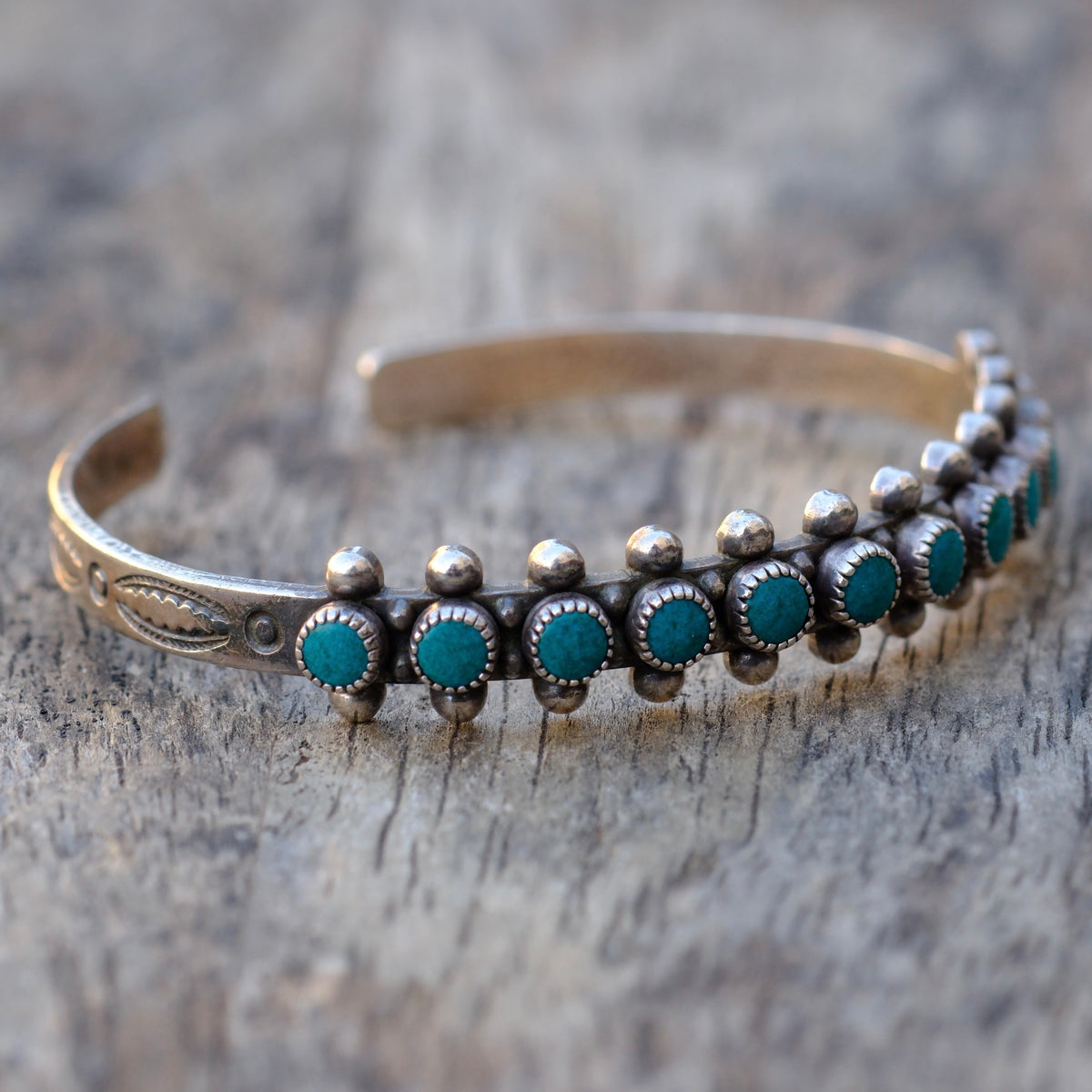 Vintage Sterling Snake Eye Turquoise Cuff Bracelet