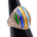 Vintage Sterling Engraved Dome Ring 5.5