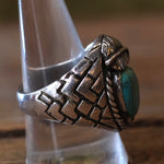 Vintage Sterling Chunky Turquoise Feather Ring 10