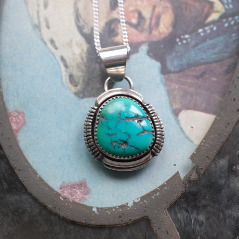 Vintage Sterling Silver Turquoise Necklace