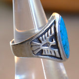 Vintage Sterling Turquoise Thunderbird Ring 7.25