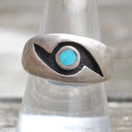 Vintage Sterling Turquoise Inlay Band 9.5