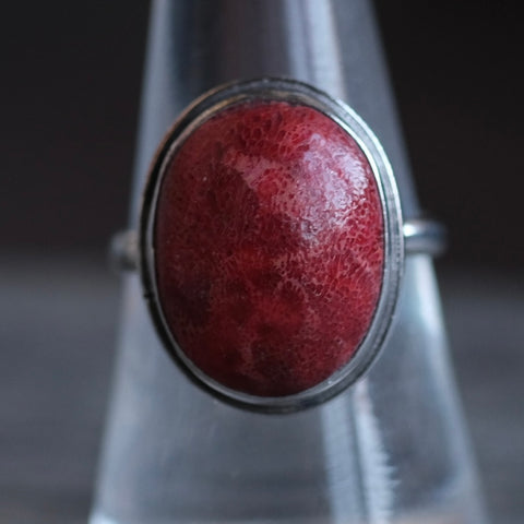Vintage Sterling Red Jasper Ring 8.5