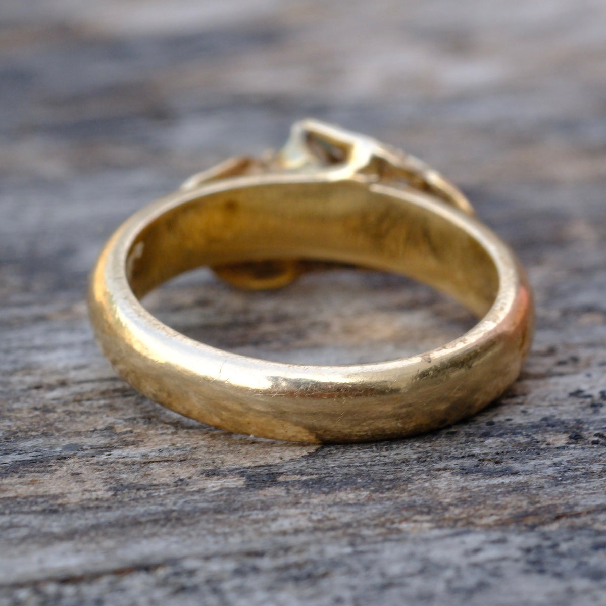 Vintage 14K Gold Aquamarine Leaf Ring 4.75