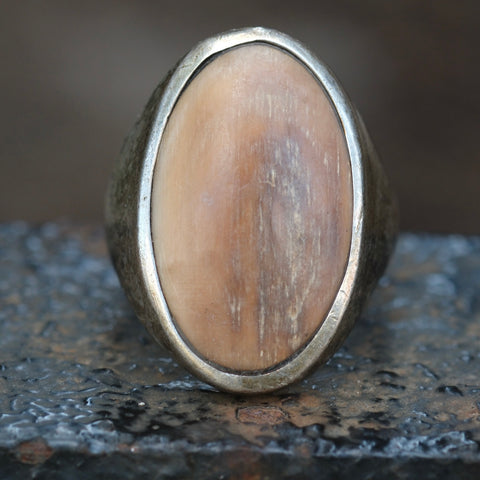 Vintage Sterling Wood Inlay Ring 7.5