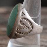 Vintage Sterling Turquoise V for Victory Ring 10