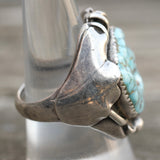Vintage Sterling Turquoise Ribbed Band Ring 8.75