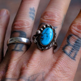 Vintage Sterling Turquoise Ring 10.75