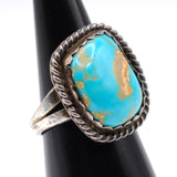 Vintage Sterling Turquoise Roper Ring 5.75