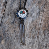 Vintage Sterling Zuni Inlay Sunface Bolo Tie