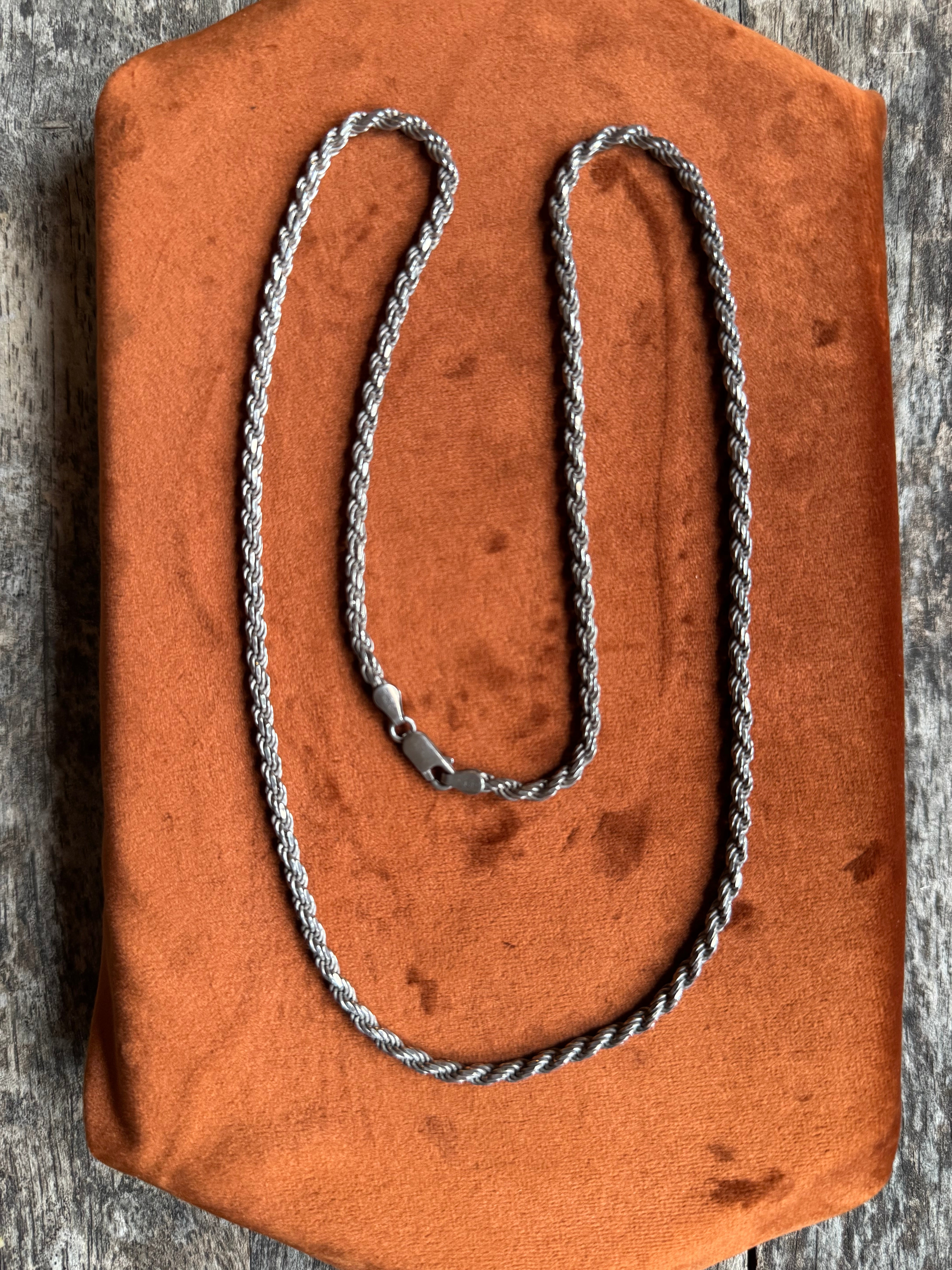 Vintage Sterling Silver 24” Rope Chain