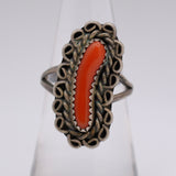 Vintage Sterling Coral Ring 6
