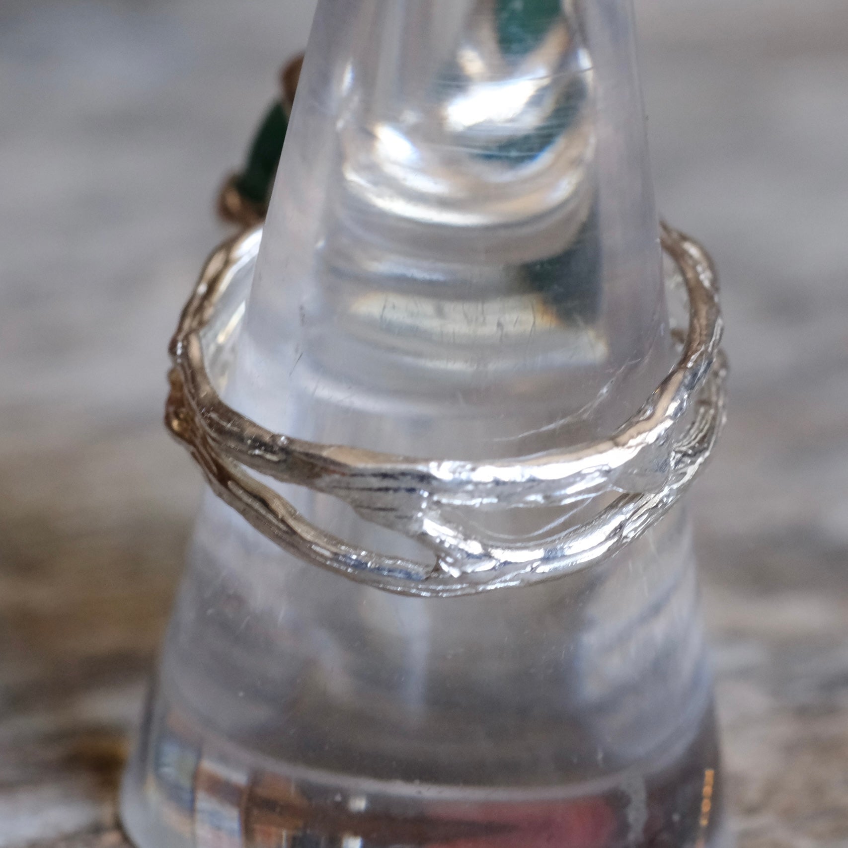 Vintage Sterling Green Glass Ring 9