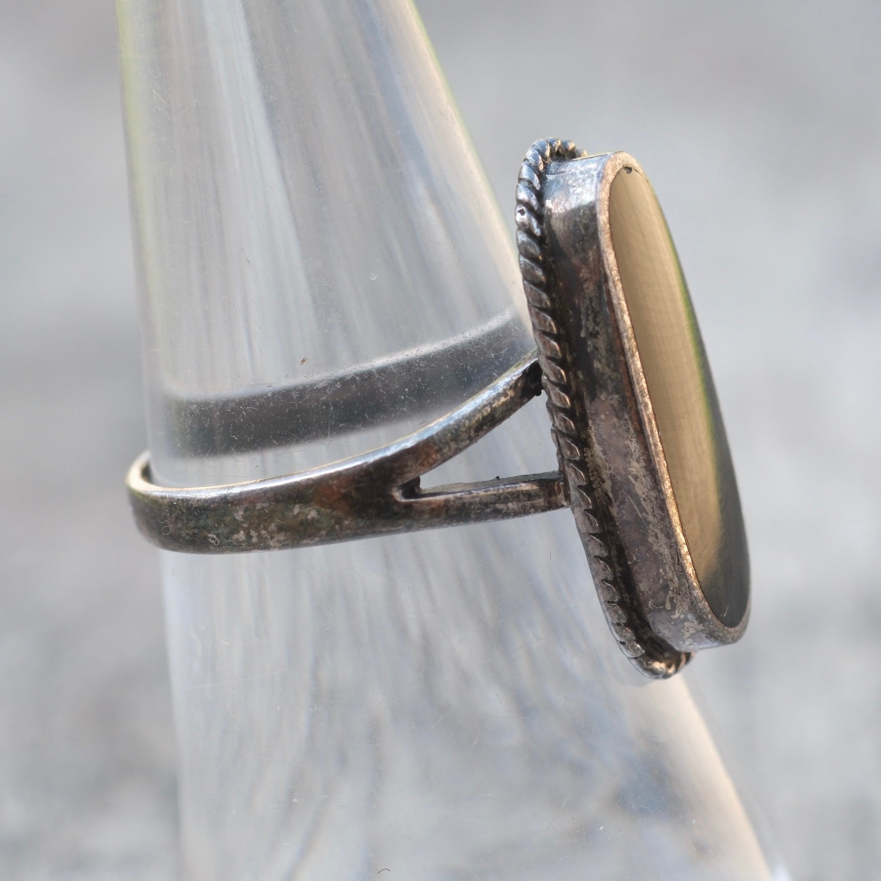 Vintage Sterling Onyx Roper Ring 6.75