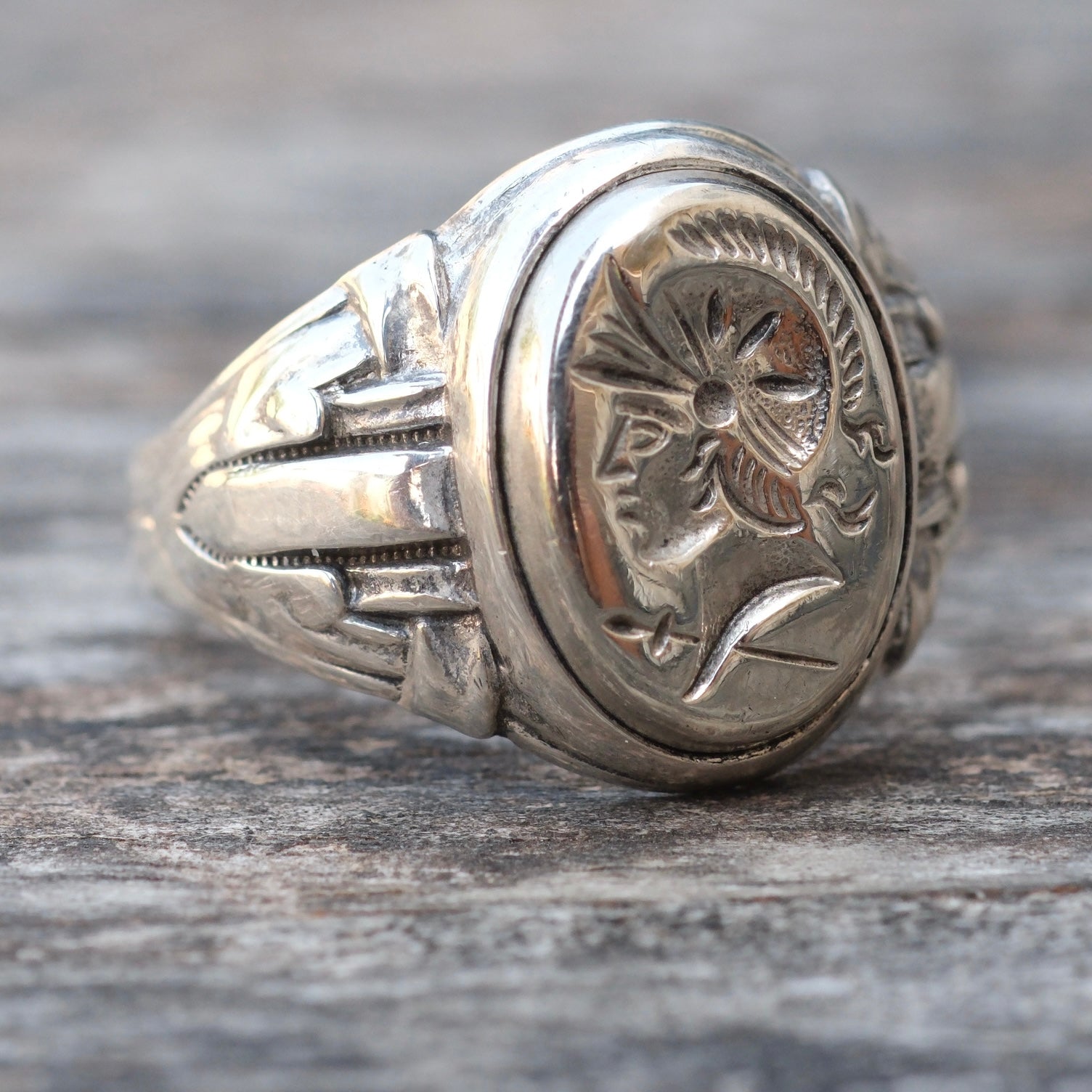 Vintage Sterling Centurion Signet Ring 11