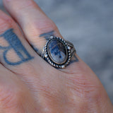 Vintage Sterling Petrified Wood Stamped Band Ring 5.5