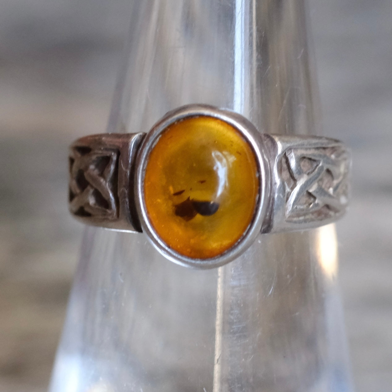 Vintage Sterling Amber Ring 6