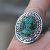 Vintage Sterling Chrysocolla Roper Ring 4.75