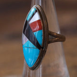 Vintage Sterling Zuni Inlay Ring 6.5