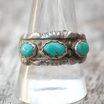 Vintage Sterling 3-Stone Turquoise Band 11