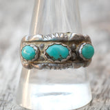 Vintage Sterling 3-Stone Turquoise Band 11