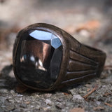 Vintage Sterling Hematite Signet Ring 10.75