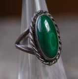 Vintage Sterling Malachite Roper Ring 5