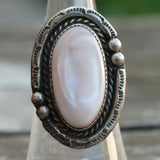 Vintage Sterling Mother Of Pearl Ring 6.75