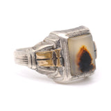 Vintage Sterling Agate Signet Ring 11.5